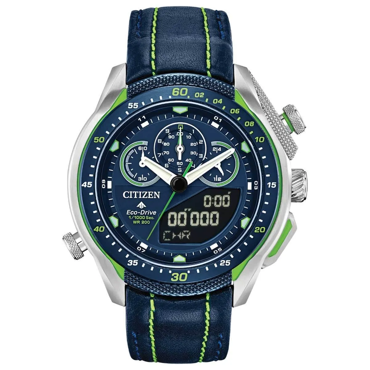 Citizen Men's Eco Drive Watch - Promaster SST Blue and Light Green Strap | JW0138-08L