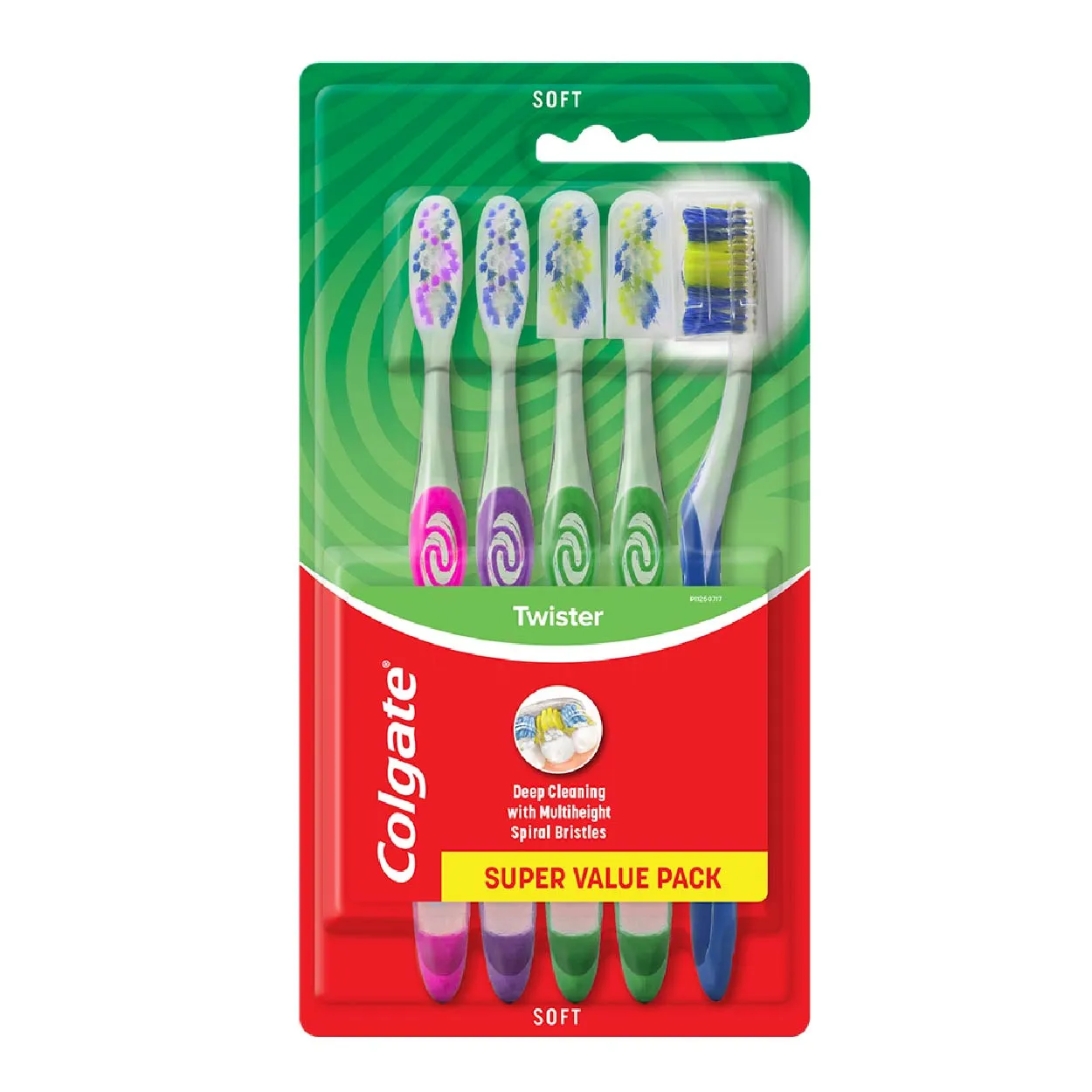 Colgate Toothbrush Twister Soft with Cap Super Value Pack 5