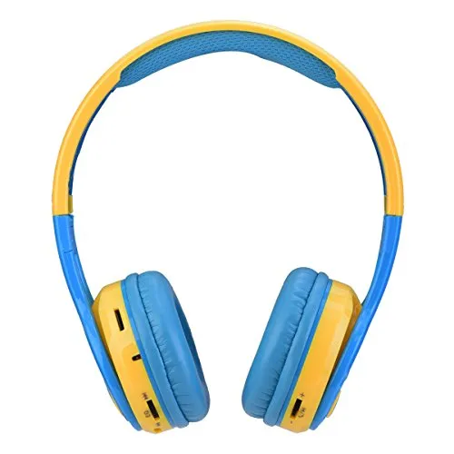 Contixo KB-2600 Kid Safe Over the Ear Foldable Wireless Bluetooth Headphone, Blue/Yellow