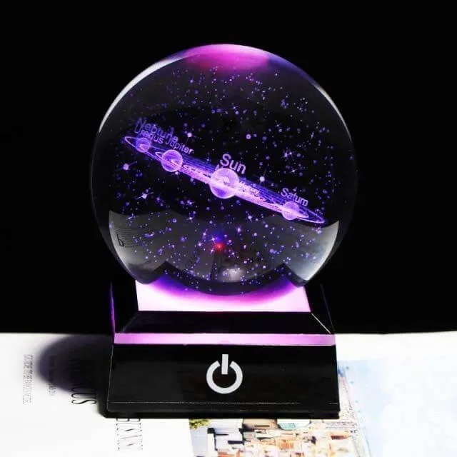 Crystal Globe Solar System Planet Lamp