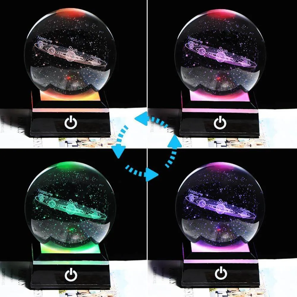 Crystal Globe Solar System Planet Lamp