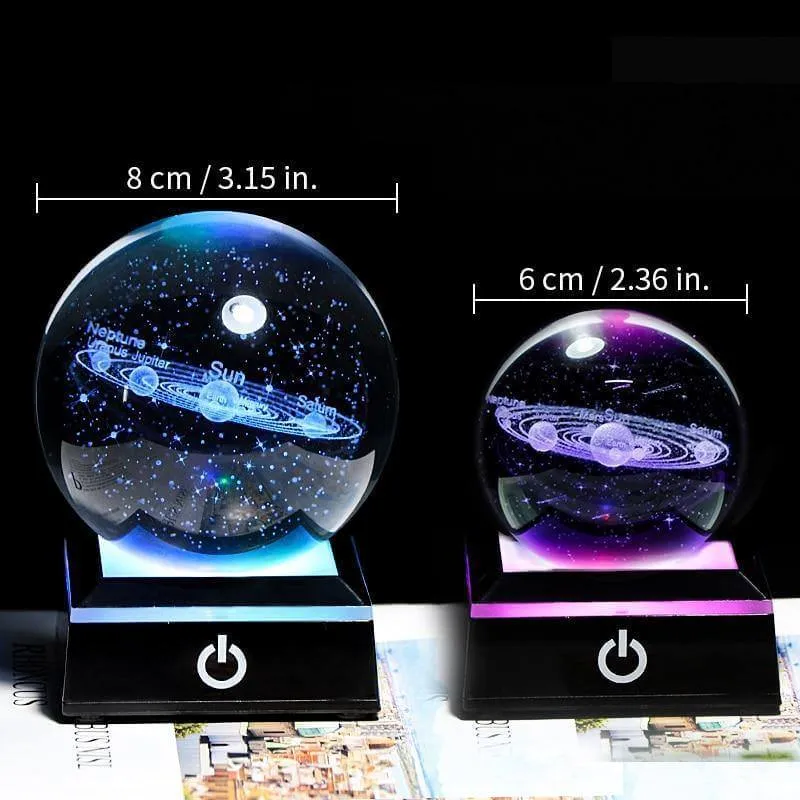 Crystal Globe Solar System Planet Lamp