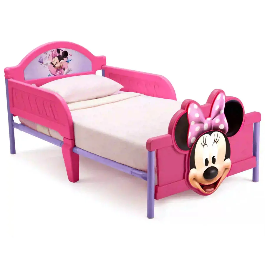 Delta Children Minnie Mouse Plastic 3d Footboard Toddler Bed W/ Guardrail (Mattress Not Included)