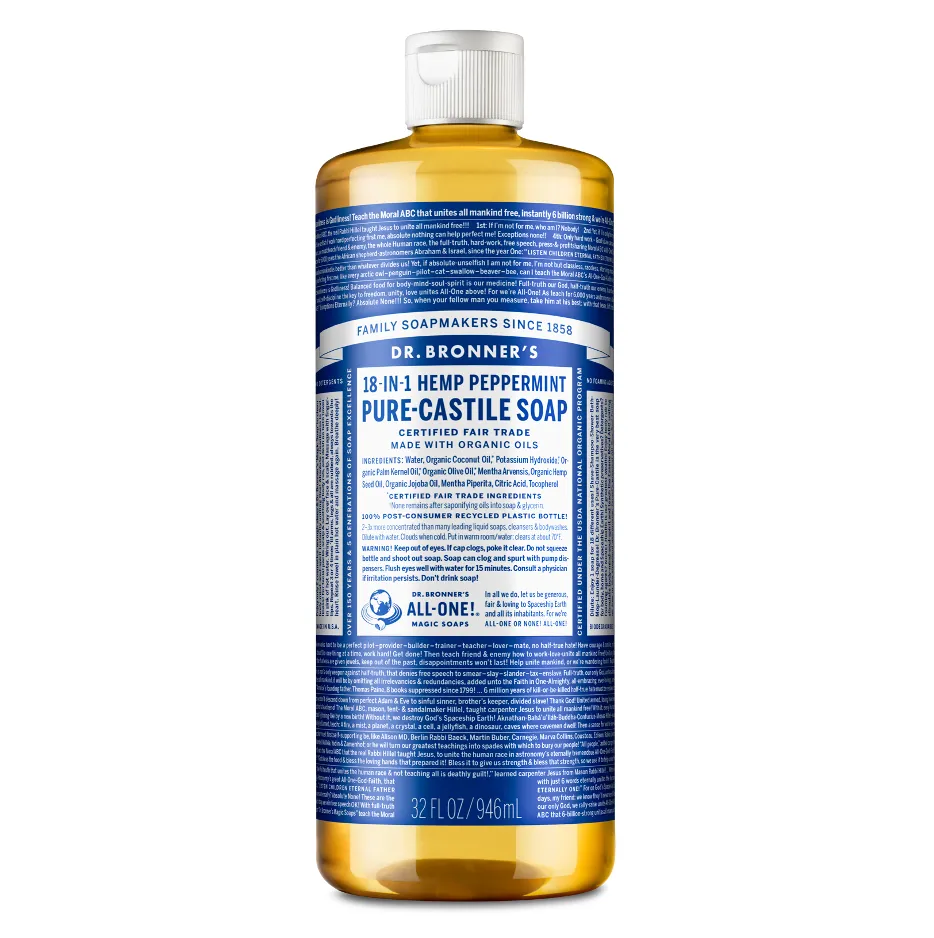 Dr Bronners - 18 in 1 Pure Castile Liquid Soap - Peppermint (946ml)