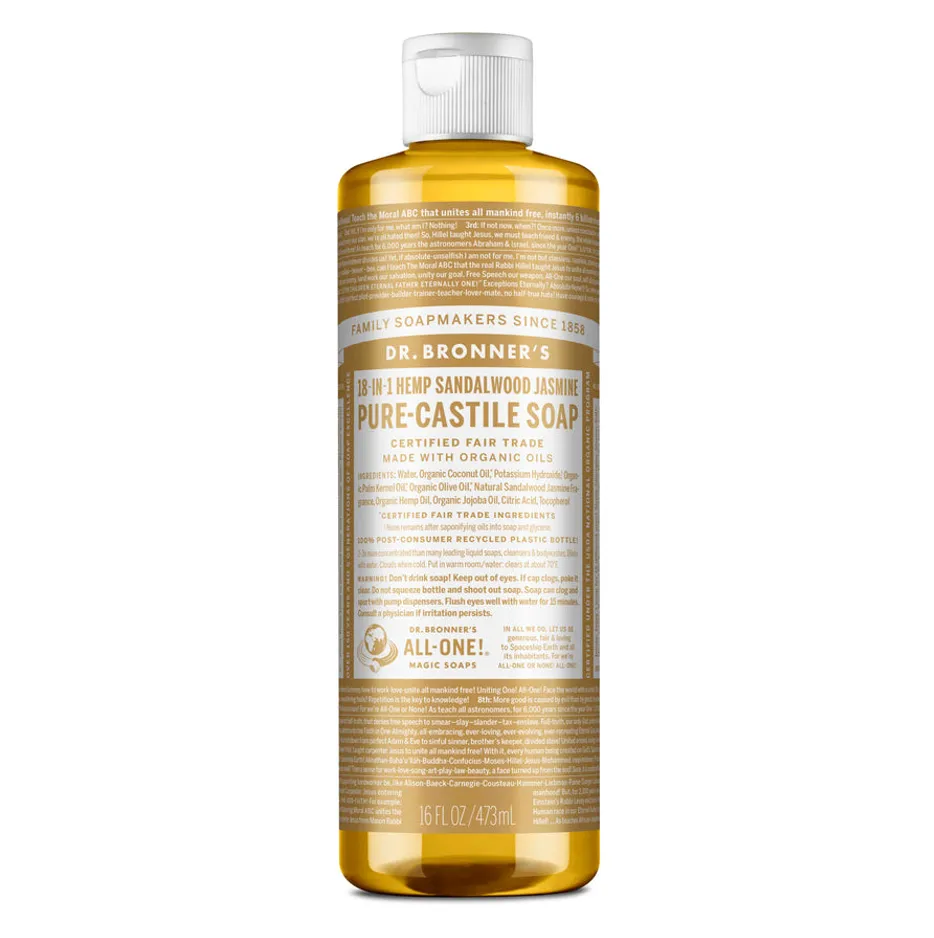 Dr Bronners - 18 in 1 Pure Castile Liquid Soap - Sandalwood and Jasmine (473ml)