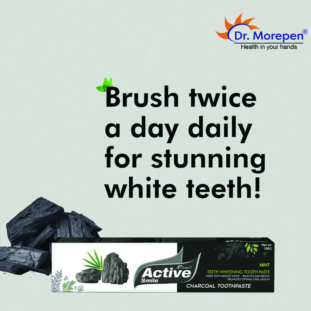 Dr. Morepen Active Smile Charcoal Toothpaste with Bamboo Brush