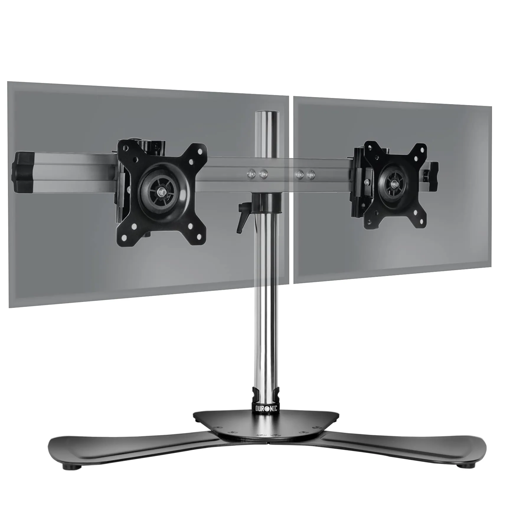 Duronic Computer Monitor Arms Stand DM752 Dual Freestanding PC Multi Arm Desk Mount Height Adjustable Stands for VESA 75/100 Two 15-24 Inch LED LCD Screens 8kg Capacity Mounts Tilt -15/ 15 Rotate 360 - Black