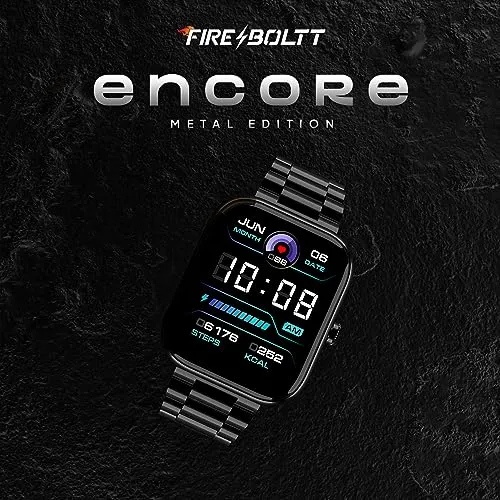 Fire-Boltt Ninja Call Encore Stainless Steel Smart Watch with Advanced 1.83” Full Touch Screen Display, 240 * 284 PPI, Bluetooth Calling, 10-Days Battery, IP67 Water Resistant, Upgraded Health