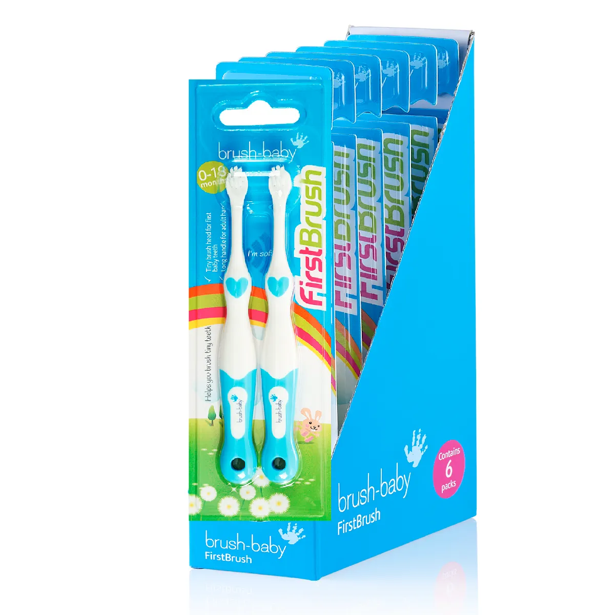 FirstBrush™ First Baby Toothbrush (0-18 months) Double Pack (Pack of 6 Mixed Colours)