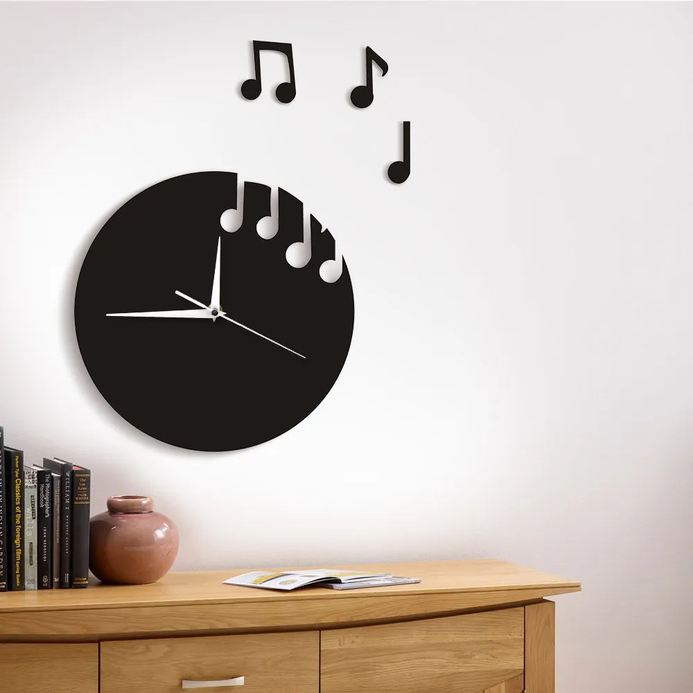 Floating Music Notes Wall Art Musical Notes Flew From The Clock Sheet Music Modern Wall Clock Musicians Rock n Roll Crafty Gift