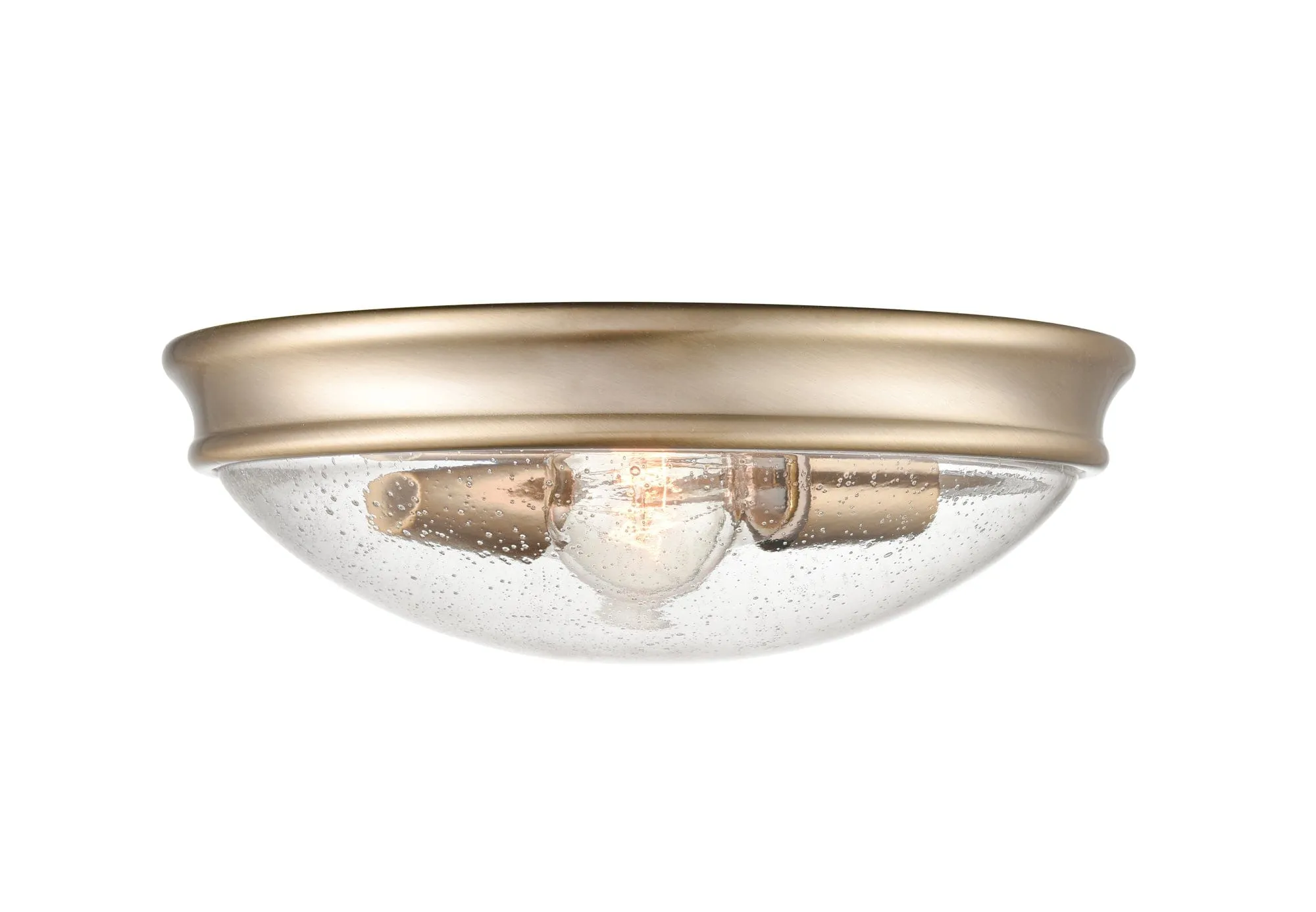 Flush Mount Fixture - Modern Gold - Clear Seeded Glass - 12in. Diameter - E26 Medium Base