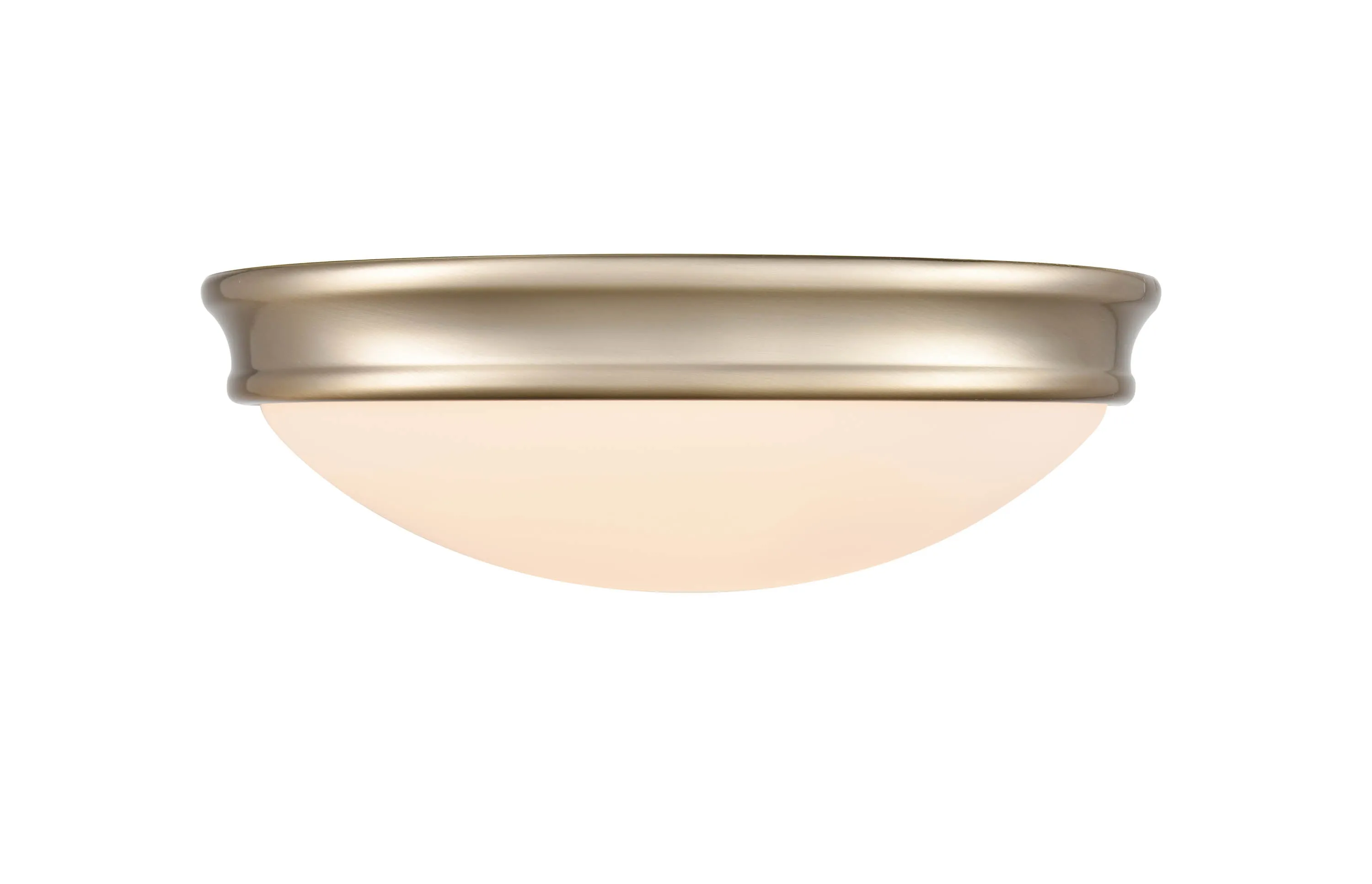 Flush Mount Fixture - Modern Gold - Etched White Glass - 12in. Diameter - E26 Medium Base