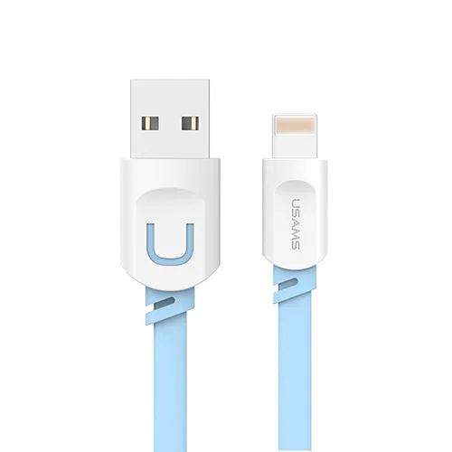 For IPhone Cable IOS 10 9 USAMS 2.1A Fast Charging 0.25m 1m 1.5m Flat Usb Charger Cable For iPhone 7 i6 iPhone 6 6s Cable