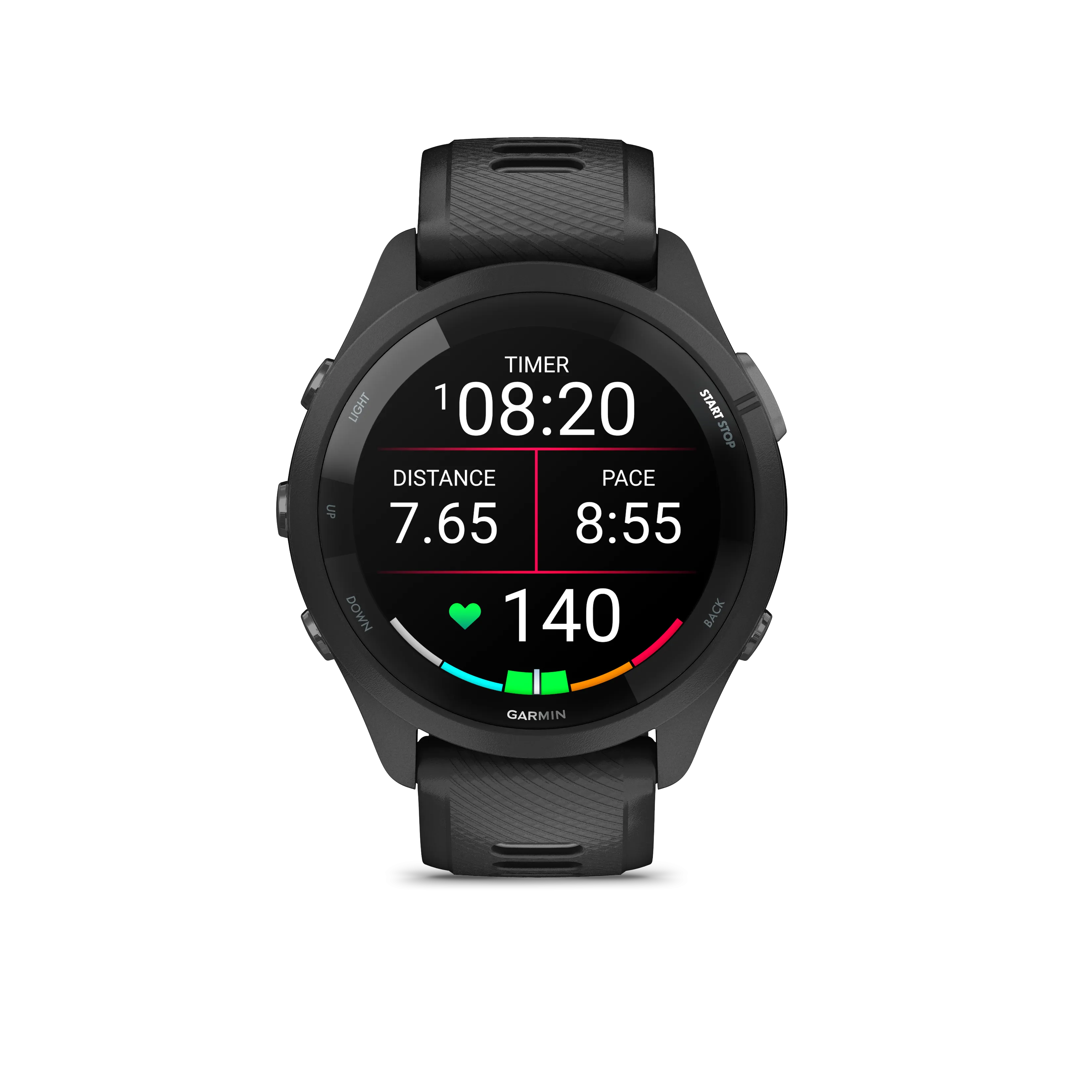 Forerunner® 265 (Black Bezel and Case with Black/Powder Gray Silicone Band)