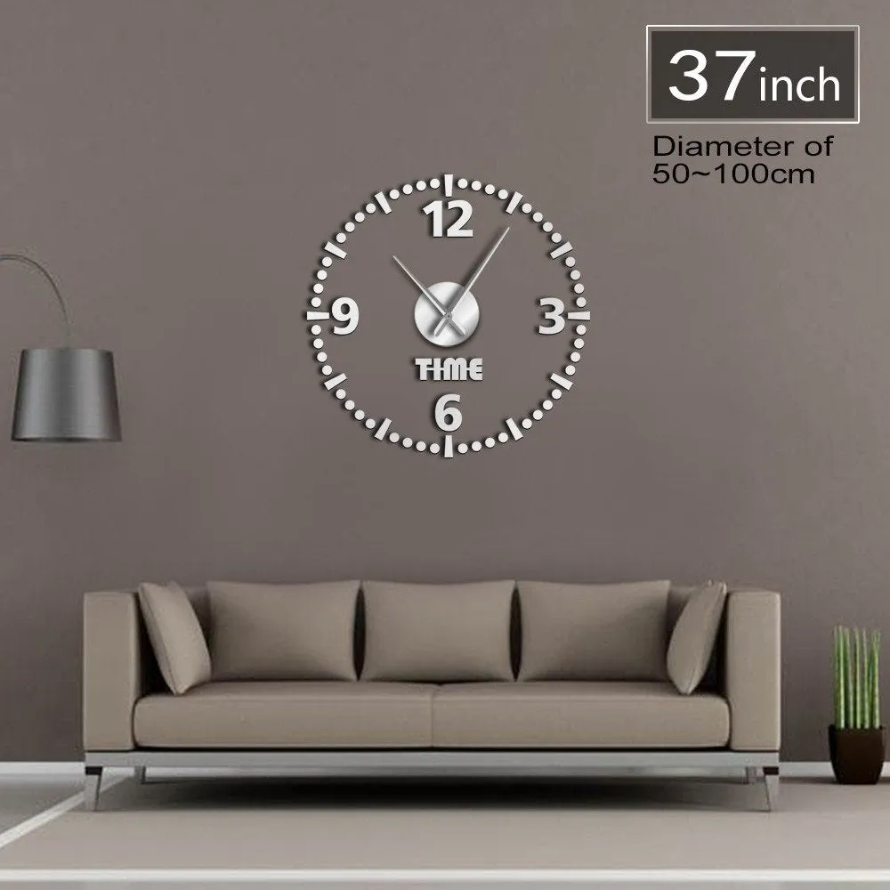 Frameless Large Mirror Acrylic Wall Clock Sticker Wall Art Luxury Home Decor 3D DIY Giant Wall Clock Kit Silent Sweep Movement