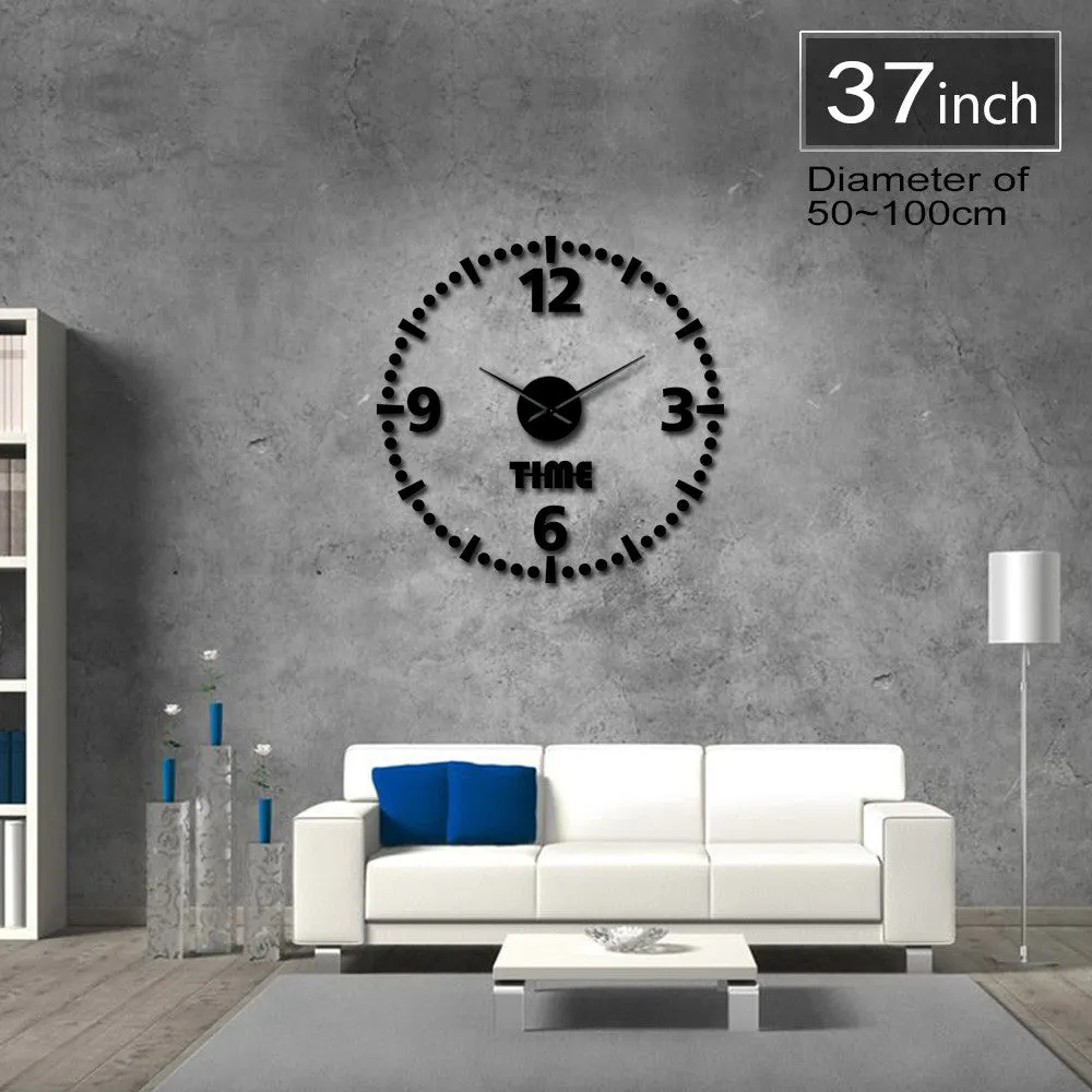 Frameless Large Mirror Acrylic Wall Clock Sticker Wall Art Luxury Home Decor 3D DIY Giant Wall Clock Kit Silent Sweep Movement