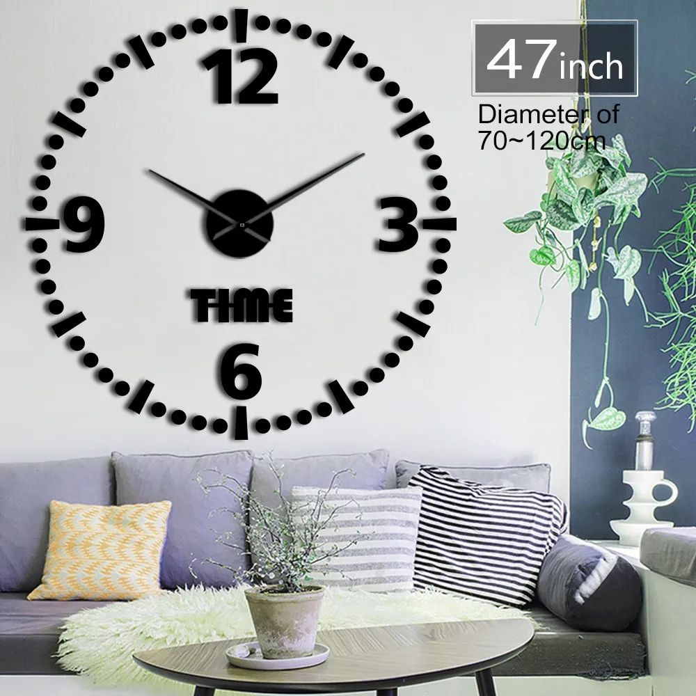 Frameless Large Mirror Acrylic Wall Clock Sticker Wall Art Luxury Home Decor 3D DIY Giant Wall Clock Kit Silent Sweep Movement