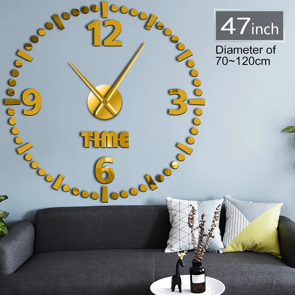 Frameless Large Mirror Acrylic Wall Clock Sticker Wall Art Luxury Home Decor 3D DIY Giant Wall Clock Kit Silent Sweep Movement