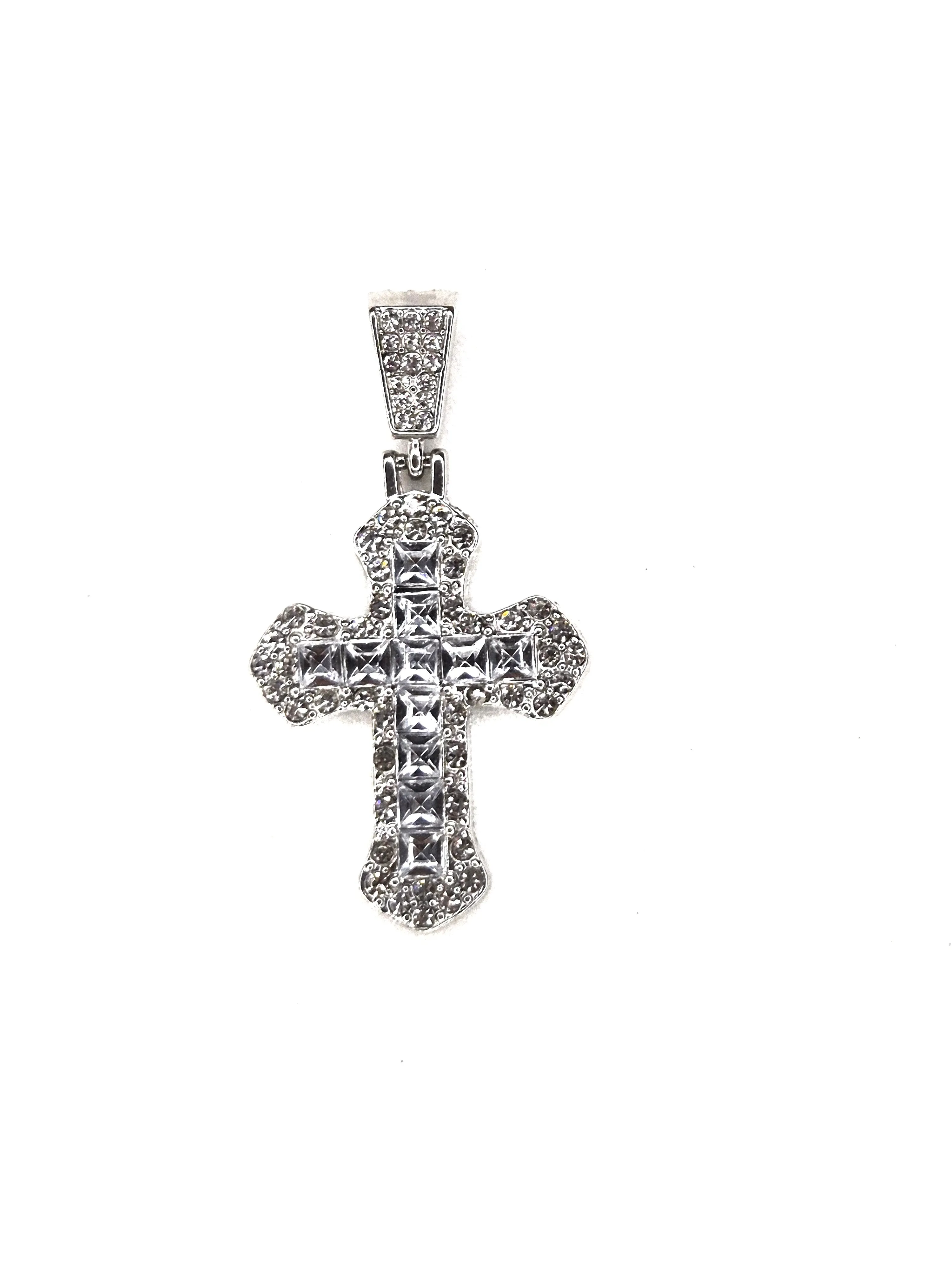 Frozen Heaven Iced Cross Pendant 14k white gold