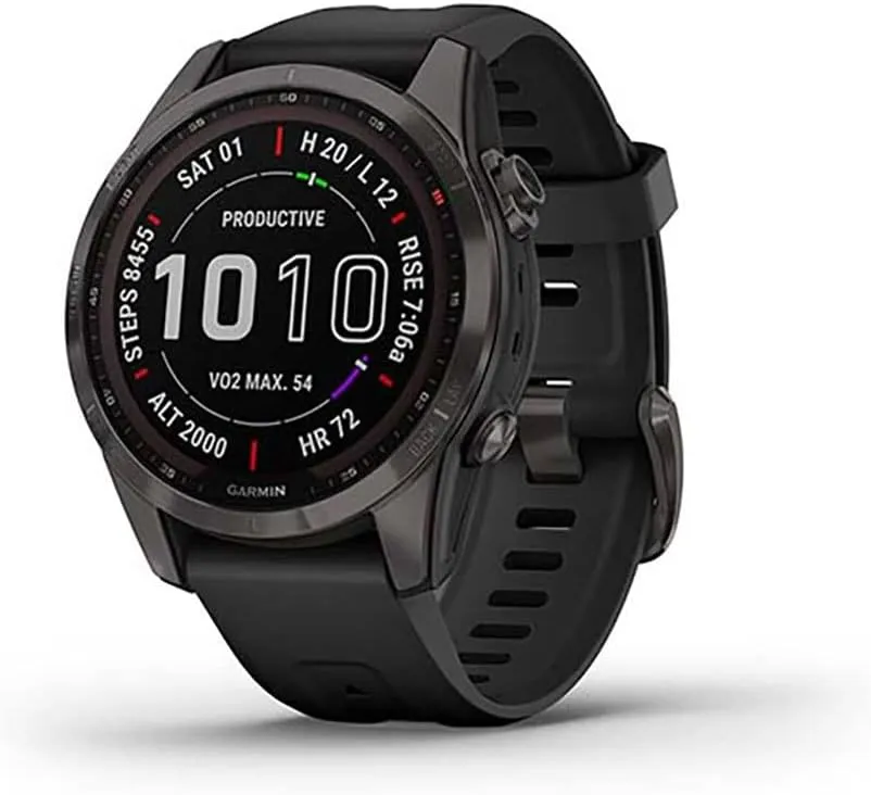 Garmin Fenix 7S Sapphire Solar - Carbon Grey DLC Titanium with Black Band