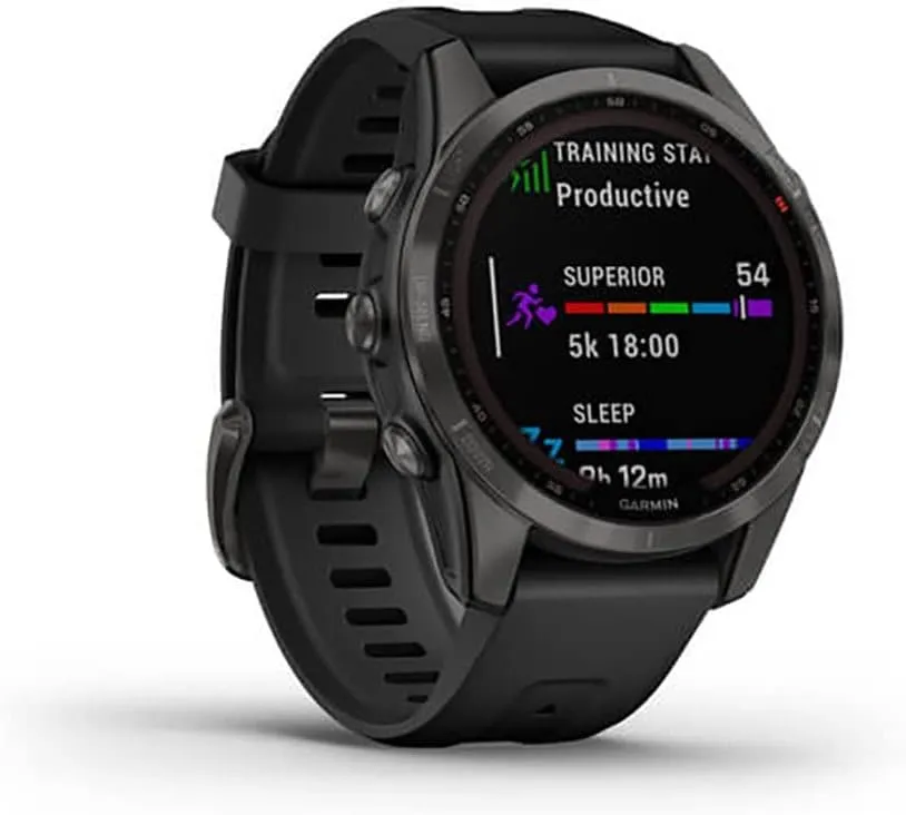 Garmin Fenix 7S Sapphire Solar - Carbon Grey DLC Titanium with Black Band