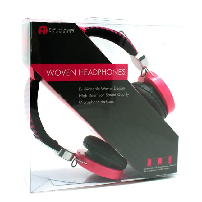 Gingham Woven Stereo Headphones