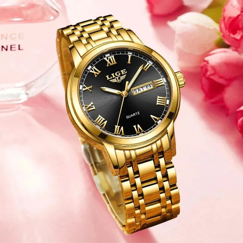 Gold Ladies Creative Steel Water Resistant Watch