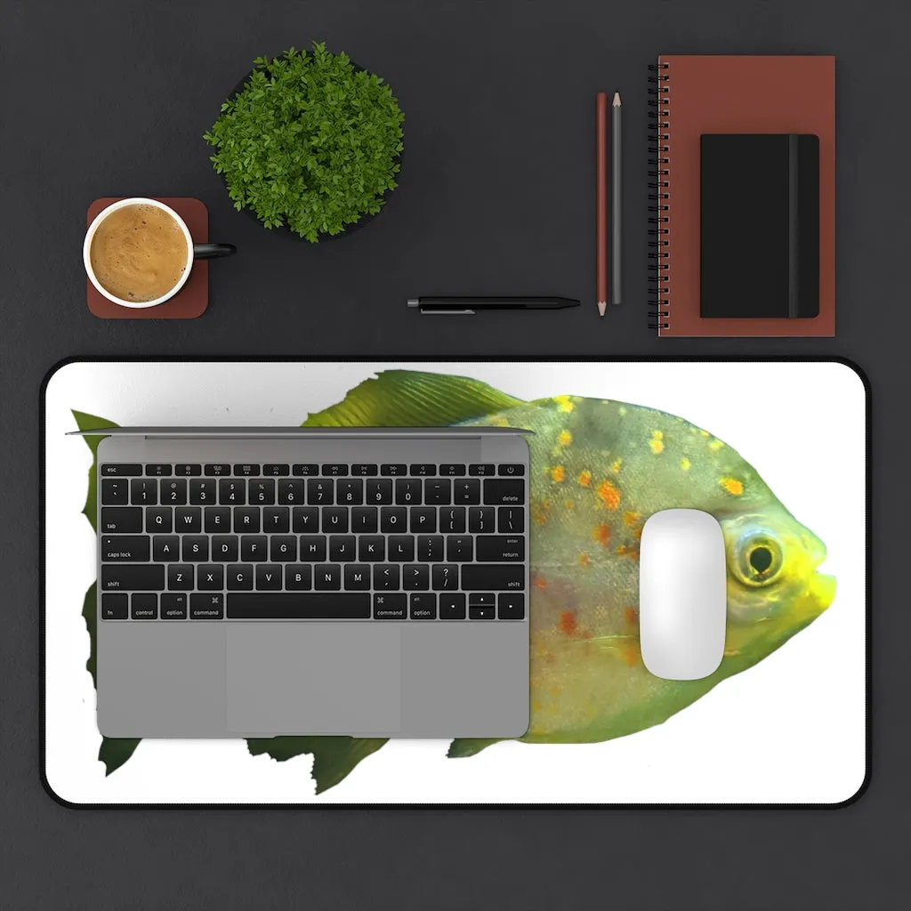 Green Fish with Specs Desk Mat