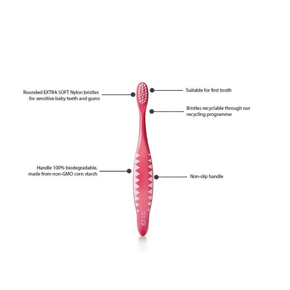 Grin - Kids Biodegradable Toothbrush - Pink