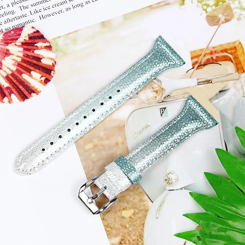 Haylou Solar LS05 / Xiaomi Mi Watch Color gradient color cowhide leather watch strap - Silver / Green