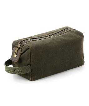 Heritage waxed canvas wash bag | Olive Green