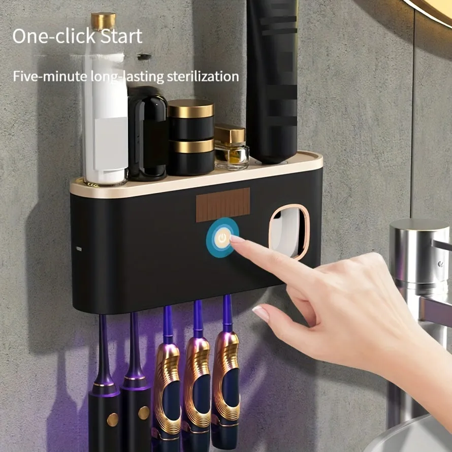 Intelligent UV Toothbrush Sanitizer Holder with Squeezing Feature