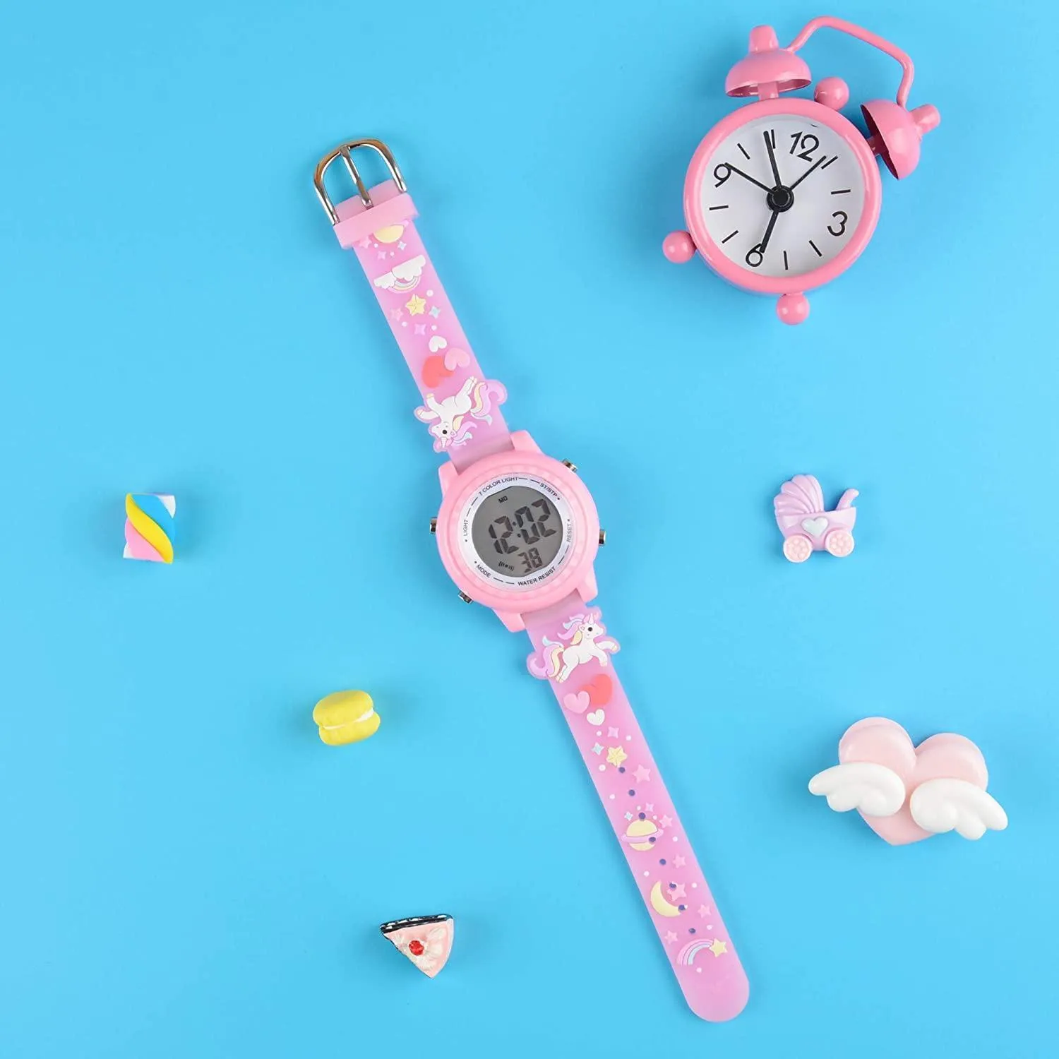 Kids Watches Waterproof 3D Cute Cartoon Digital Girl Watch - Pink