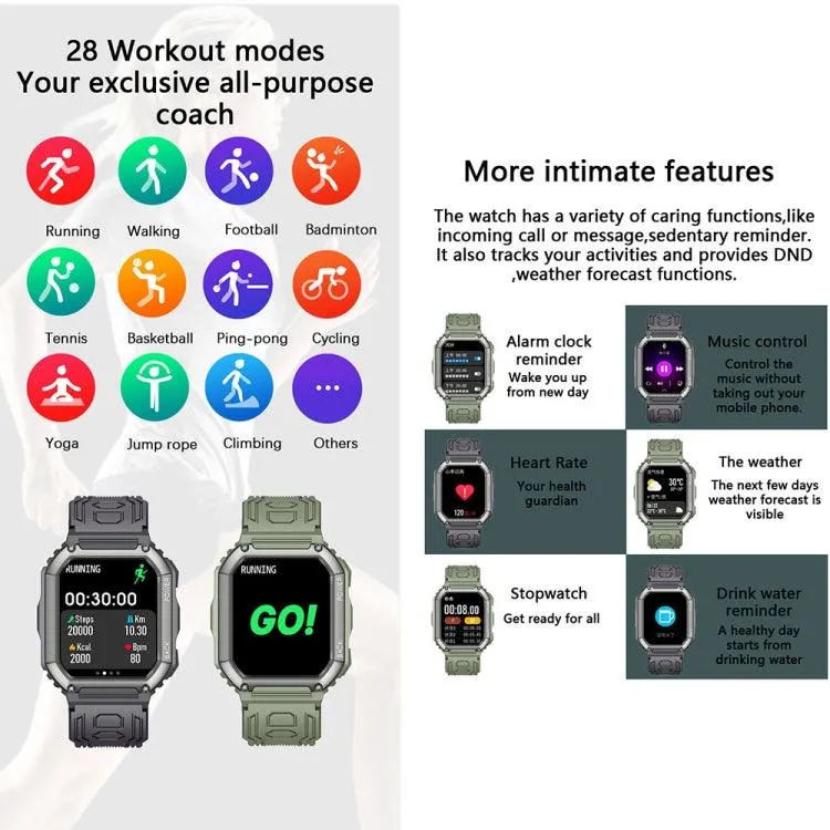 KR06 All-in-One Waterproof Smartwatch with Heart Rate, Blood Pressure Monitoring, and Bluetooth Calling Features