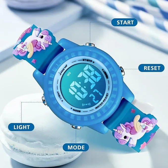 L LAVAREDO Kids Watches Girl Watches Sports Waterproof 3D Cute Cartoon Digital 7 Color Lights Wrist Watch for Kids - DJS-DarkBlue