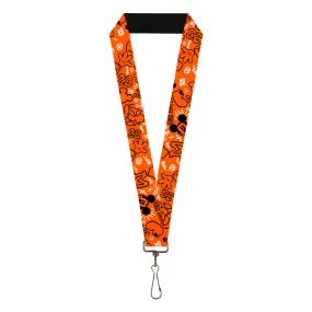 Lanyard - 1.0" - Mickey Mouse Icon Doodles Collage Orange Black White