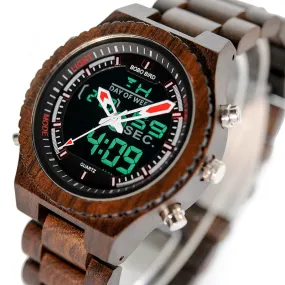 LED Digital Wood Watch for Men