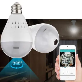 LED Light Wireless 360 Panoramic Home Security WiFi CCTV Fisheye Camera Bulb