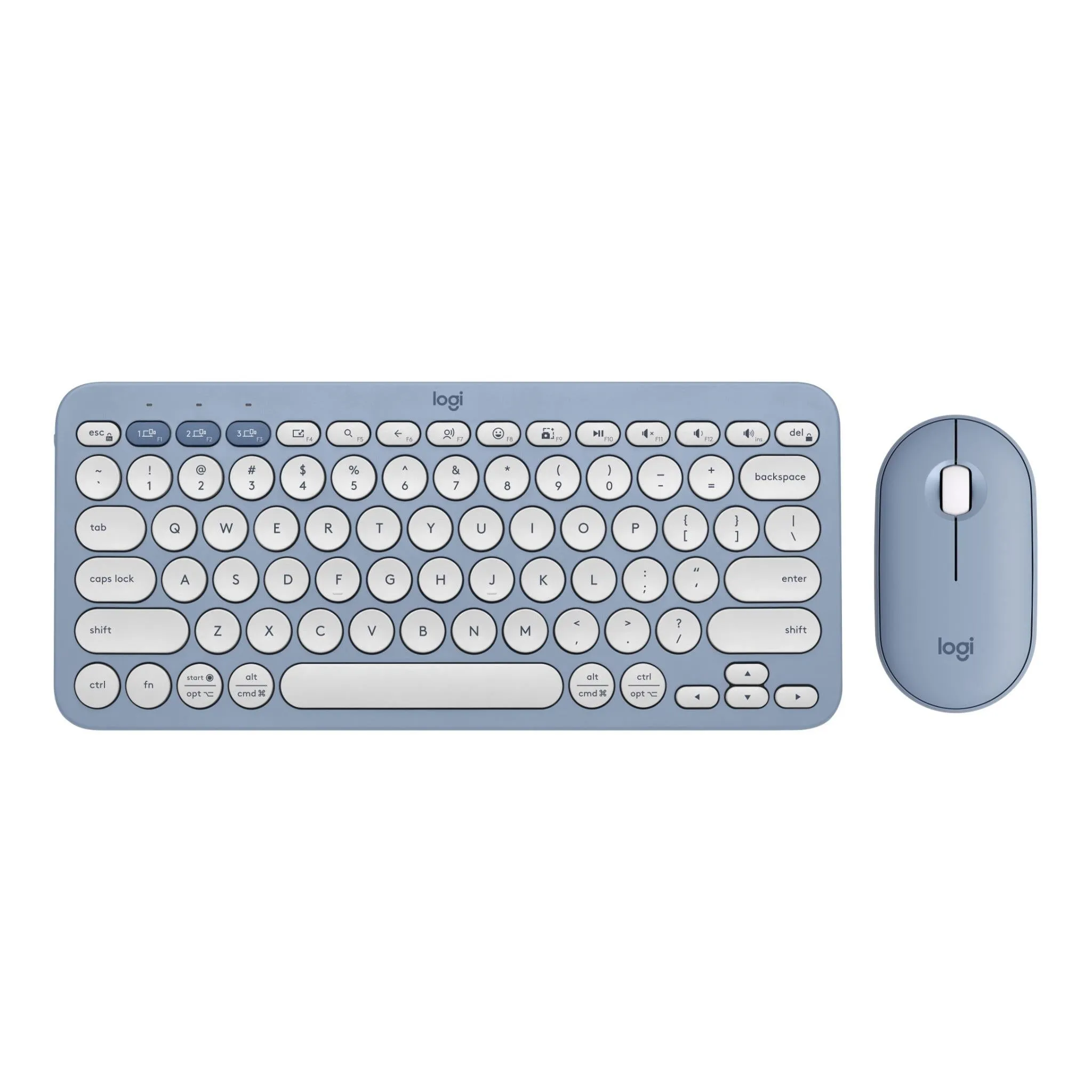 Logitech K380S Pebble 2 Combo Wireless Keyboard & Mouse (Blue)