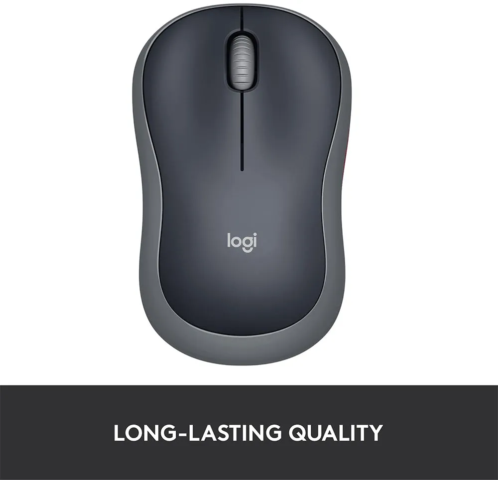 Logitech M185 Wireless Mouse with 1000 DPI Optical Tracking | Plug-and-Play | Wireless Receiver - Grey / Blue / Red