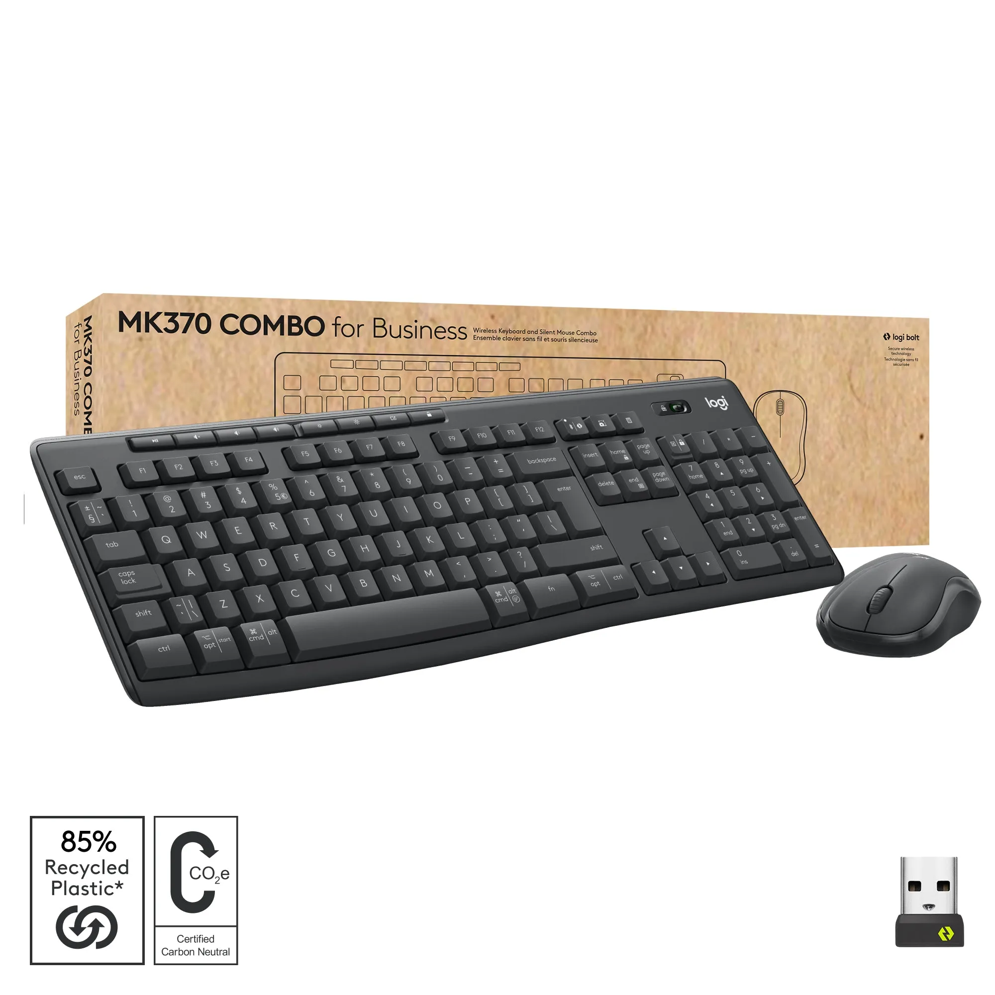 Logitech Mk370 Combo For Business - Keyboard And Mouse Set - Qwerty - Us International - Graphite Input Device