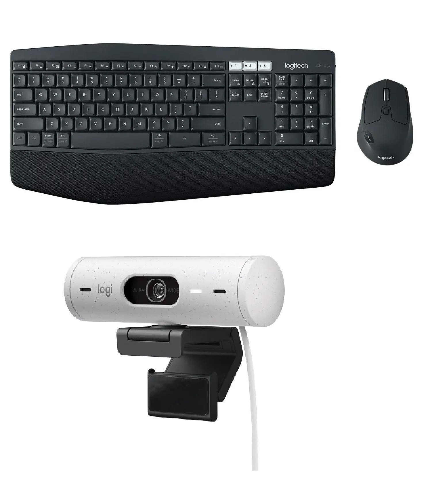 Logitech MK850 Multi-Device Wireless Combo and Brio 500 HD Webcam Combo