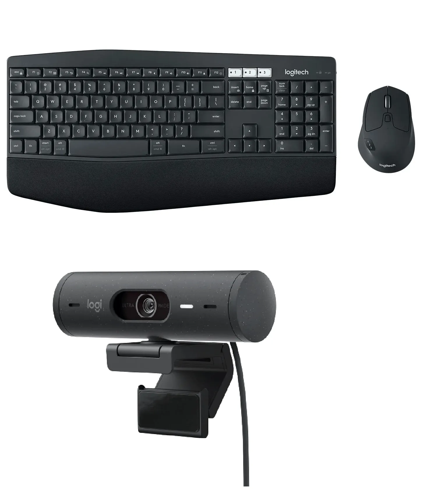 Logitech MK850 Multi-Device Wireless Combo and Brio 500 HD Webcam Combo