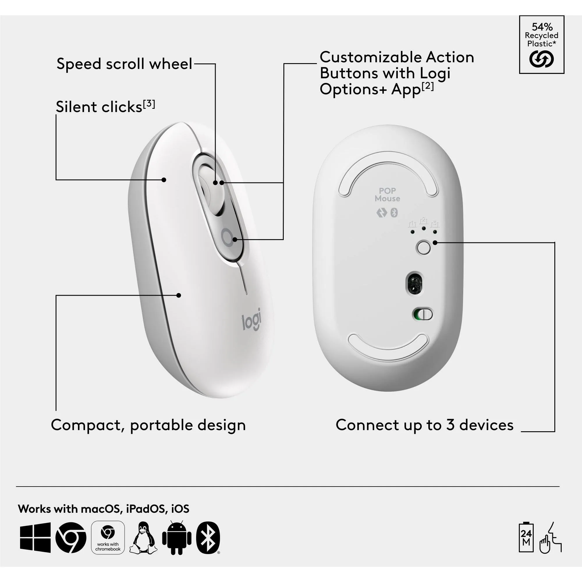 Logitech POP Mouse (Off White)