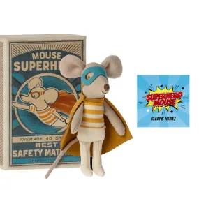 Maileg Super Hero Mouse in a Matchbox, Little Brother & Sign