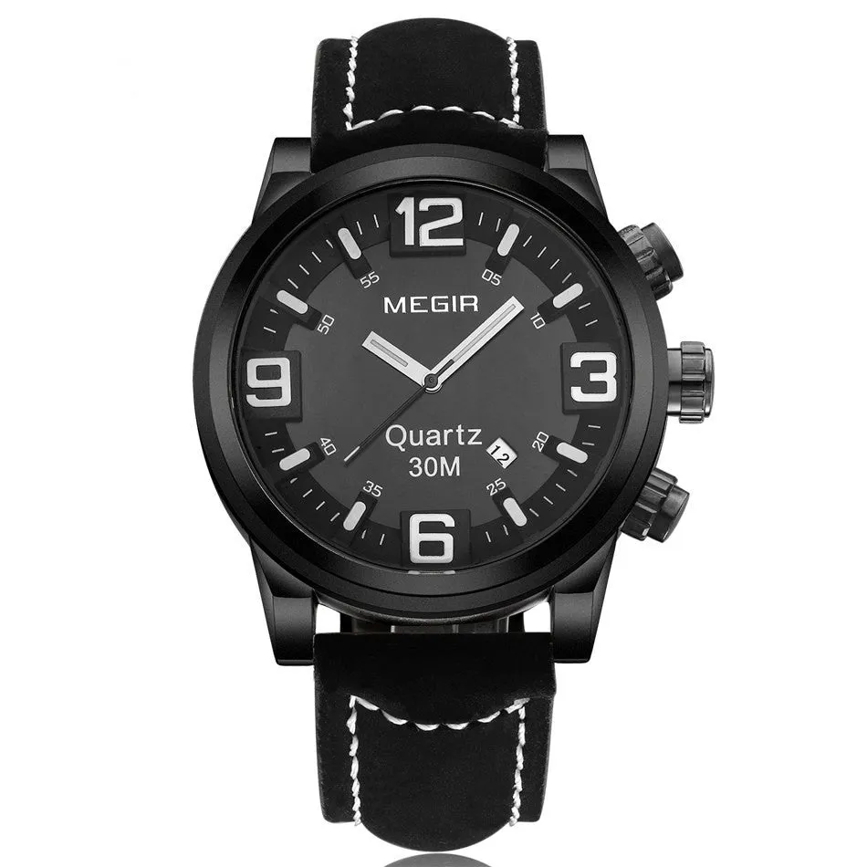 MEGIR Large Dial Casual Watch Men Luxury Brand Quartz Military Sport Watch Digital Men's Wristwatches