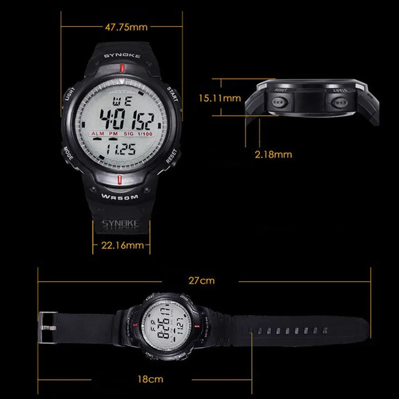 Men Sport 30M Waterproof Electronic Digital LED Watch Men Outdoor Wrist Watches