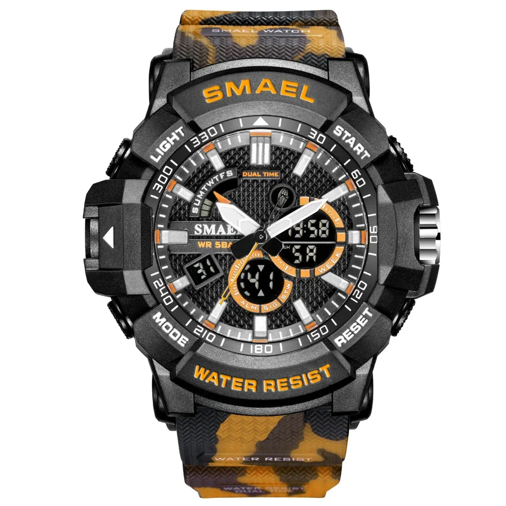 Mens Watches Military 50m Waterproof Sport Watch Camouflage Stopwacth LED Alarm Clock For Male 1809B relogio masculino Watch Men