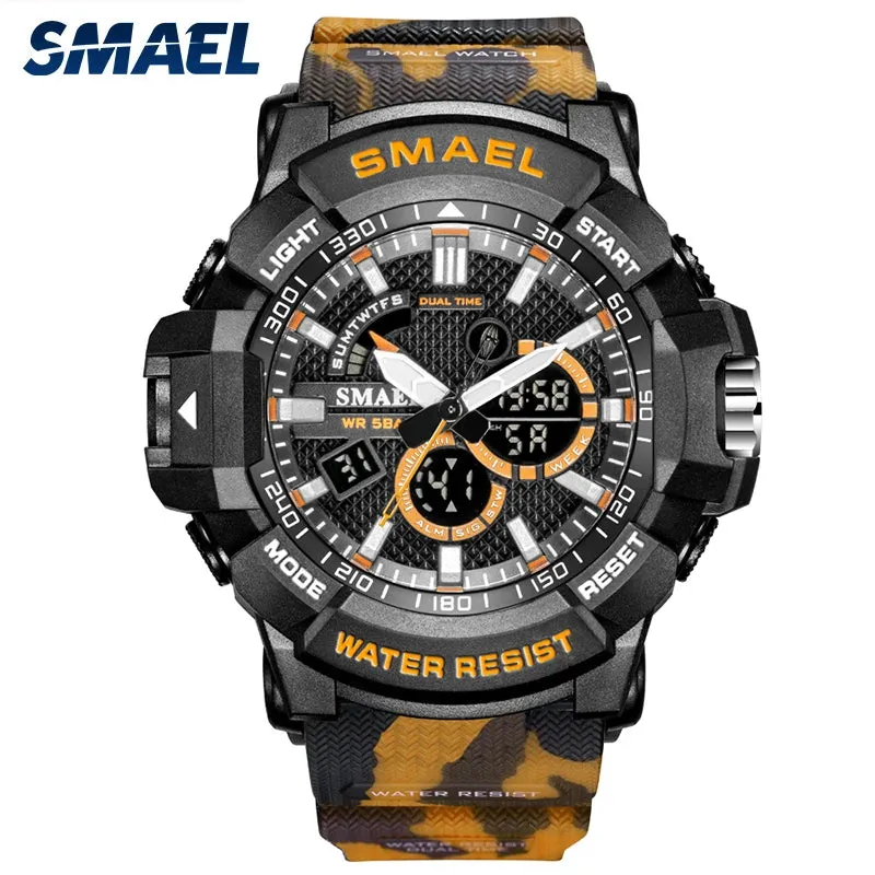 Mens Watches Military 50m Waterproof Sport Watch Camouflage Stopwacth LED Alarm Clock For Male 1809B relogio masculino Watch Men