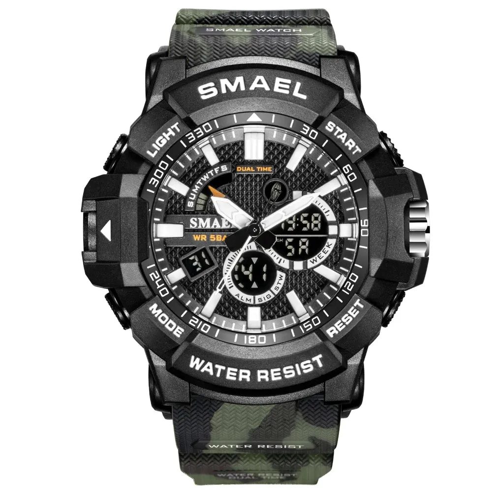 Mens Watches Military 50m Waterproof Sport Watch Camouflage Stopwacth LED Alarm Clock For Male 1809B relogio masculino Watch Men